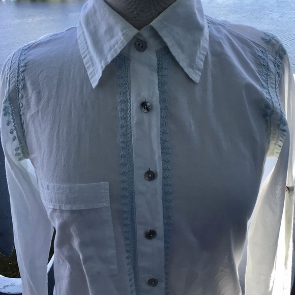 Subtle Luxury Gorgeous Embroidered Cotton Tuxedo Style Long Sleeve Shirt - Picture 3 of 16